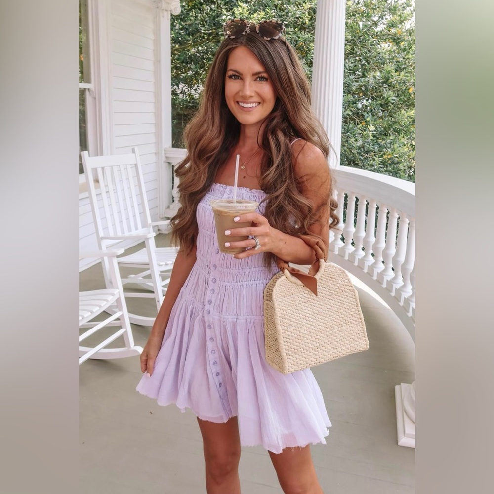 Free People One Lausanne Smocked Slip Dress Lilac M